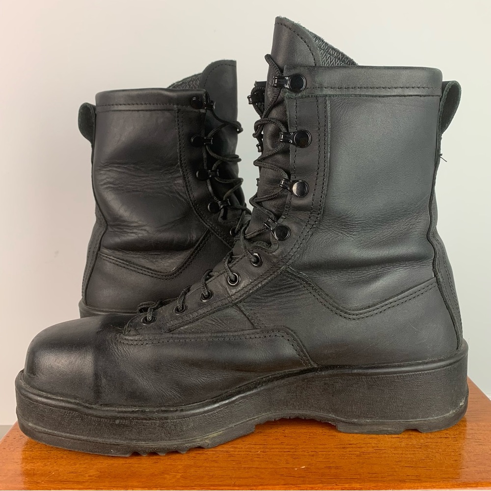 Men's Black Leather Tactical Boots